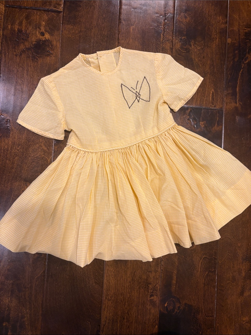 Vintage hand made yellow gingham 2T dress